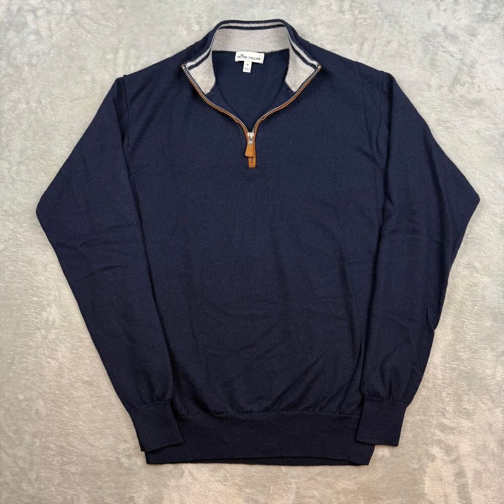 Peter-millar Men's Navy and Blue Jumper